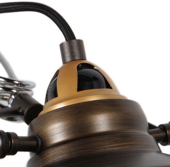 Applique murale en bronze Nove 1320BR avec douille E27, cordon de 190 cm et interrupteur, design industriel, de la marque Mexlite, en métal et en plastique