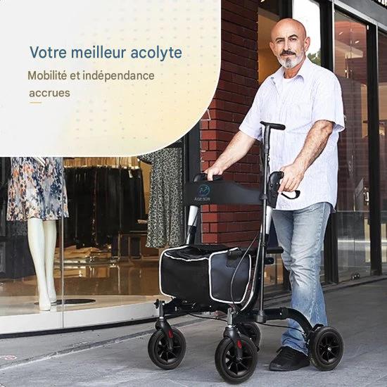 Déambulateur SafeLife - réglable, pliable et avec fonction d'assise - capacité de charge de 137 kg - 70 x 61 x 95 cm - noir