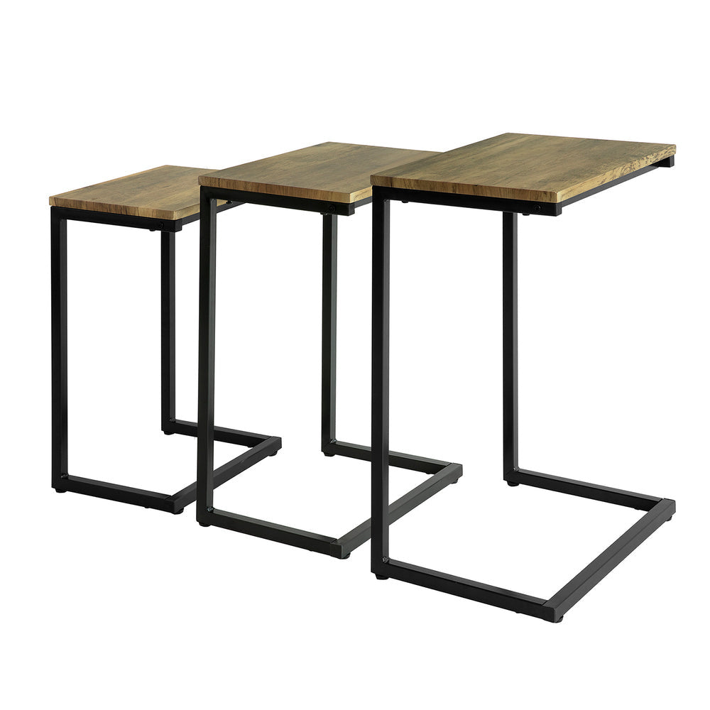 SoBuy Lot de 3 tables basses - Coulissantes - Tables d'appoint - Max. 20KG - 34 x 51 x 26 cm - Couleur bois