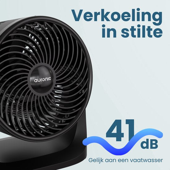 Ventilateur de table Auronic - 3 vitesses - Mini-ventilateur - Ventilateur sur pied - Possibilité de fixation murale - 41 dB - Oscillation à 90° - Portée de 7 mètres - Noir