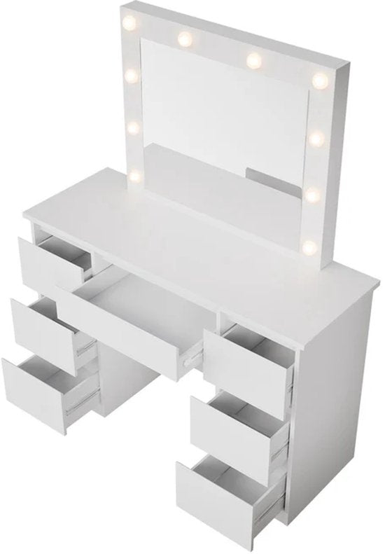 Talea dressing table / Table de maquillage - Miroir et LED inclus - Blanc