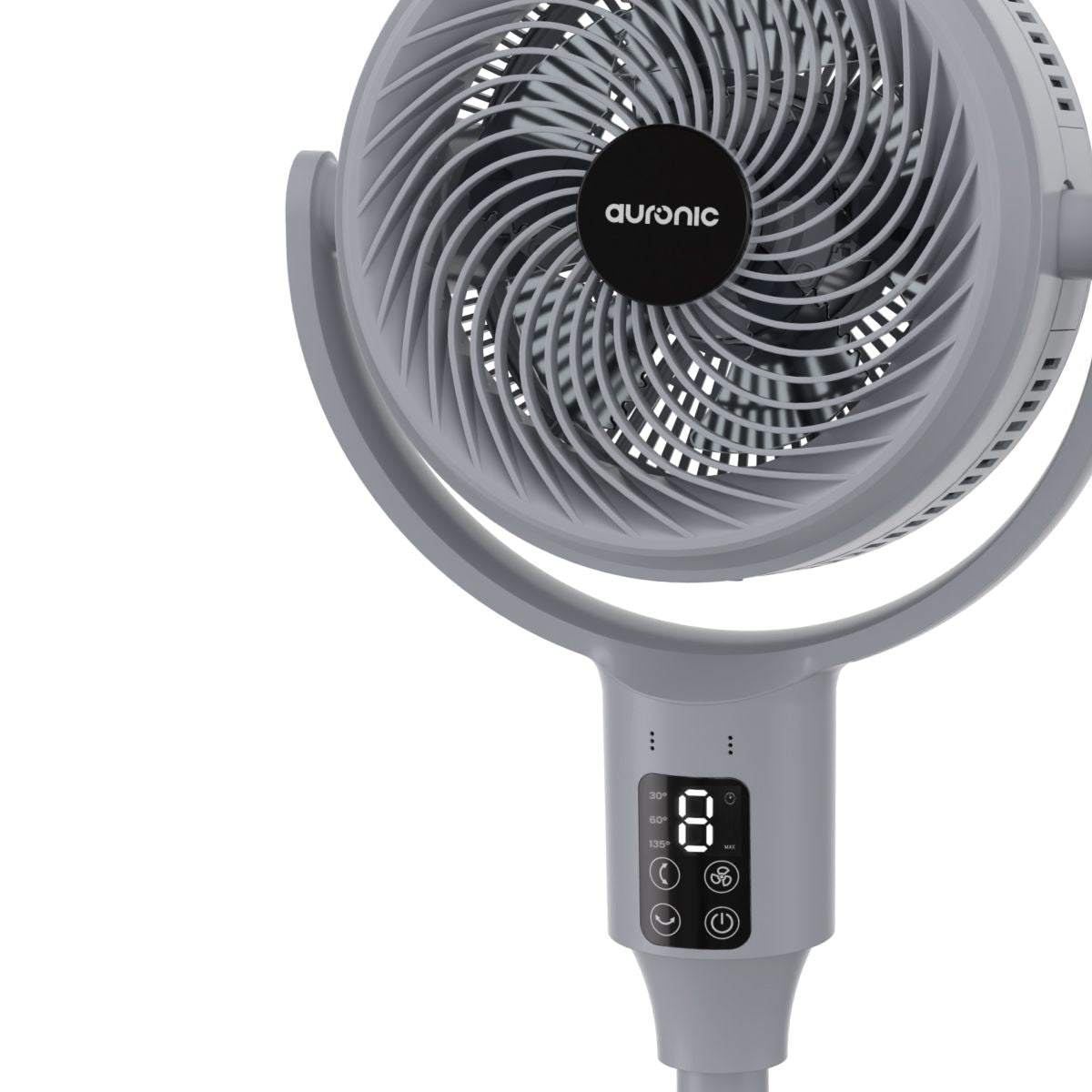 Ventilateur sur pied Auronic - 59/108 cm - 9 vitesses - Oscillation à 90° - Télécommande - Silencieux - Gris