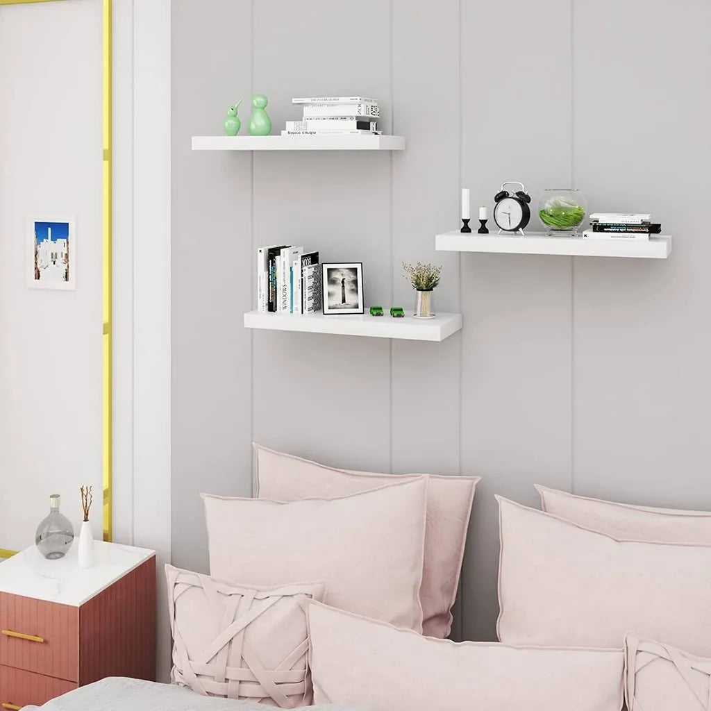 WOLTU Volato Wall Shelf White - Etagère flottante brillante pour livres et décorations - 40 x 22.9 x 3.8 cm