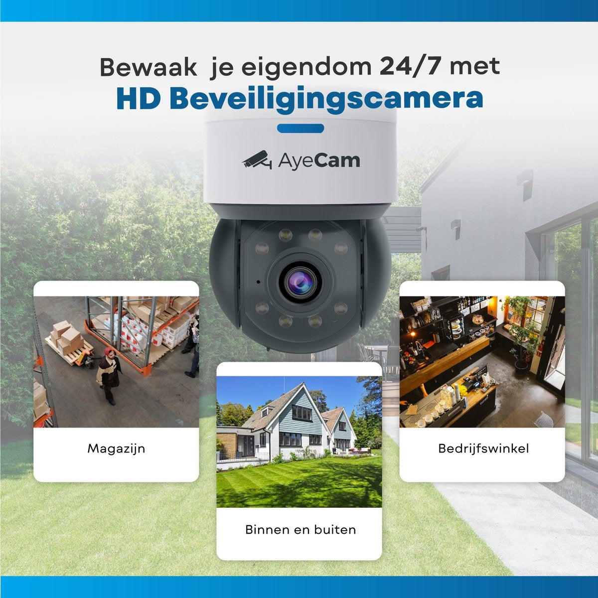 AyeCam Caméra de sécurité extérieure - 360PRO - FULL HD - Caméra de surveillance - Incl. 32GB SD