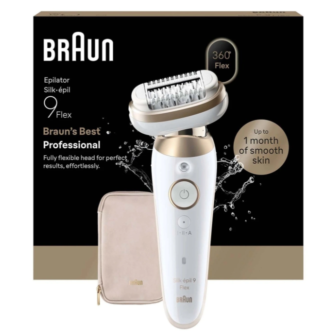 Épilateur Braun Silk-épil 9 Flex, couleur or - 123 x 72 x 218 mm