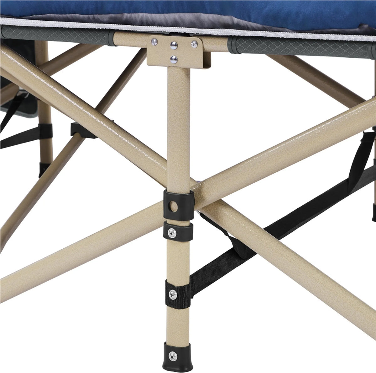 Yaheetech Lit de Camping Pliable 150 kg - Comprend un matelas souple et des compartiments latéraux ainsi qu'un sac de transport - Pour le camping et le bureau - Gris et Bleu 600D Oxford et Métal - 191 x 67 x 56 cm
