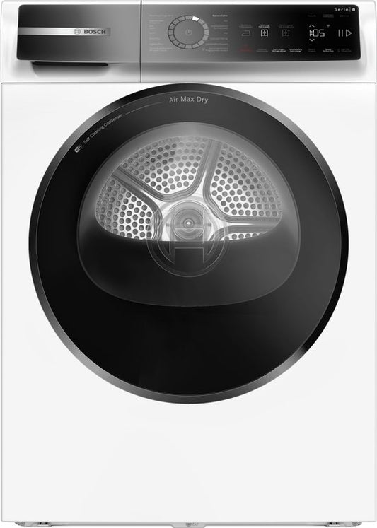 Bosch WRB247D0FG - Série 8 - Lave-linge séchant - Sèche-linge à pompe à chaleur - 9 kg - Classe énergétique A - Condenseur autonettoyant - Efficacité énergétique durable - Air Max Dry : résultats de séchage parfaits et faible consommation d'énergie.