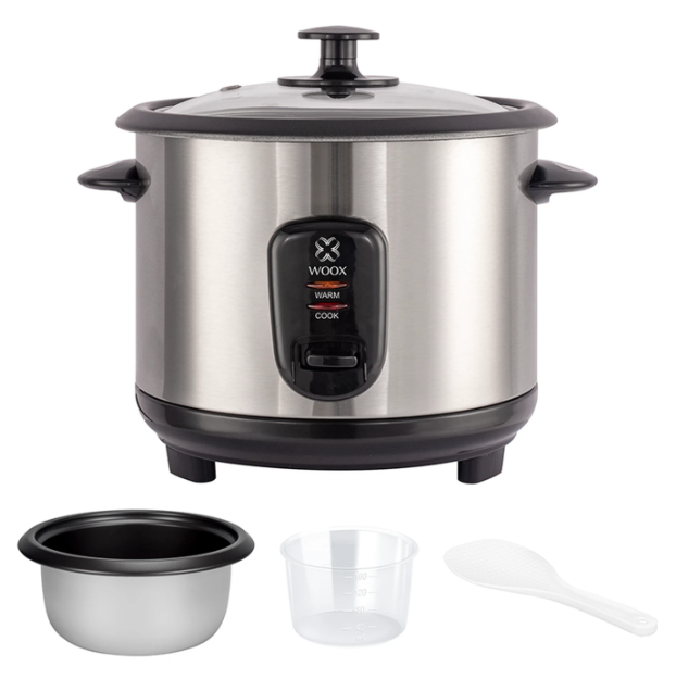 Cuiseur à riz électrique Woox 1 litre - Noir et inox - Couvercle en verre