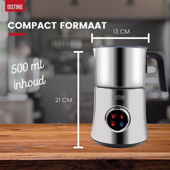 DistinQ® Milk Frother - Mousseur à lait électrique à induction avec affichage - Mousseur à lait électrique lavable au lave-vaisselle - Pour mousser et chauffer