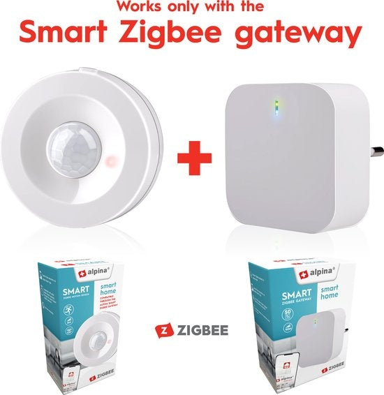 alpina Smart Home - Détecteur de mouvement - 3V - Détecteur de mouvement intérieur - Détection 5M - Passerelle Zigbee - alpina Smart Home App