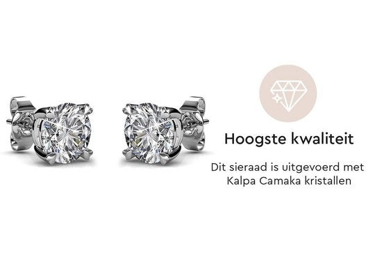 Yolora Boucles d'oreilles pour femmes - Cristaux ronds Kalpa Camaka - Argent - Plaqué or blanc 18K - Boucles d'oreilles pour femmes Argent - Boucles d'oreilles - Bijoux - Boîte cadeau de luxe - Boîte cadeau - Bel emballage cadeau - Cadeau de fête des mère