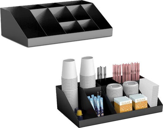 BRASQ CO100 Organisateur de café et de thé - Boîte de rangement spacieuse avec 10 compartiments - Organisateur de thé - Station de café - Noir