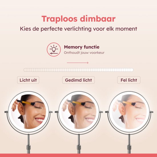 Miroir de maquillage Fraay® avec éclairage LED - Grossissement 10x - Miroir grossissant avec éclairage - Rechargeable - Miroir de rasage - Miroir de salle de bains - Nickel