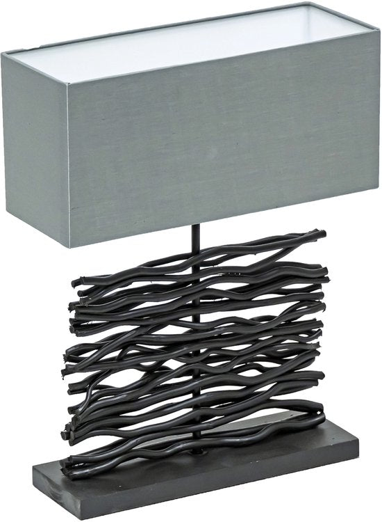 Globo - lampe de table - Jamie - noir - bois - lampadaire - E27 - 21648B