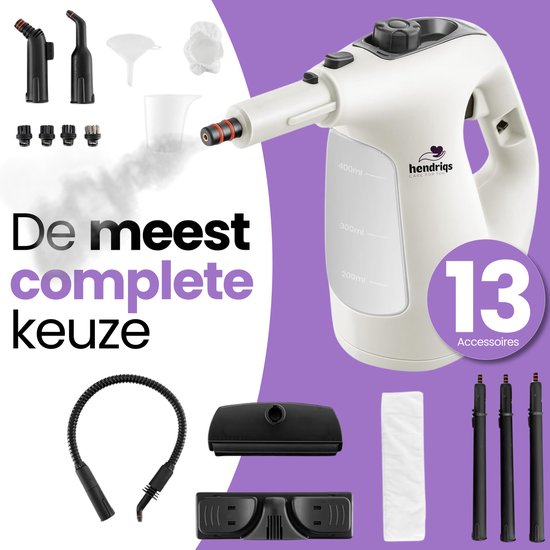 Nettoyeur vapeur 2-en-1 Hendriqs® 1500 W, 105 °C, pour sols et vitres - Serpillière électrique - Serpillière à vapeur - Nettoyeur vapeur à main - Steam Cleaner - Pour la cuisine, la salle de bains et le barbecue