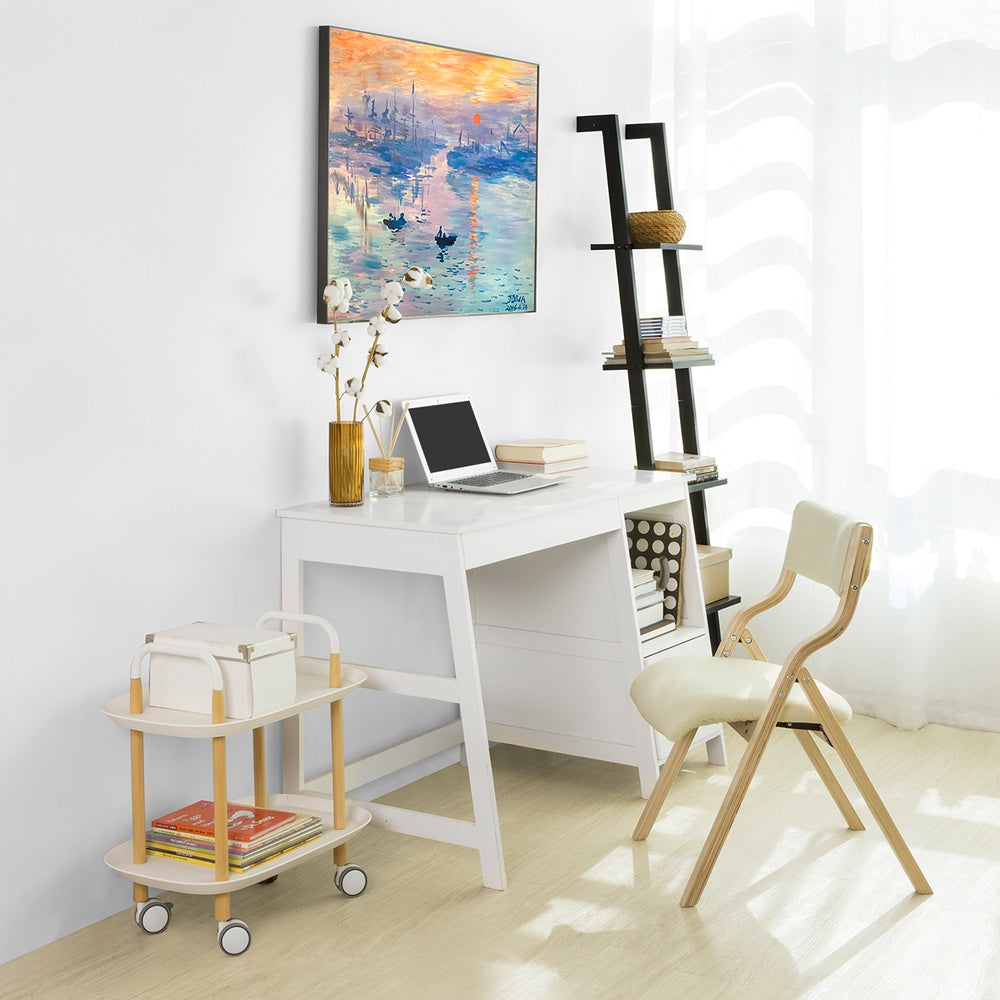 Chaise pliante SoBuy - Avec coussin souple - Max. 90 kg - Blanc