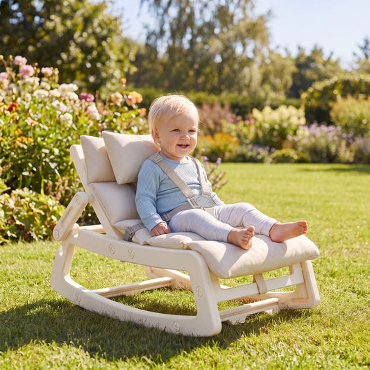 Fauteuil à bascule Coast 2-en-1 pour enfants - dossier réglable - coussin d'assise lavable - beige