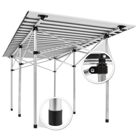 tectake® - Table de camping - Pliable - Sac de transport inclus - 140 x 70 cm - Gris - 401170