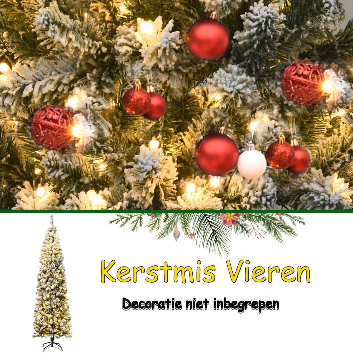 Coast - Crayon pour sapin de Noël - Avec neige, 350 LED et 641 branches - 225 cm - PVC/métal - Vert/Blanc chaud