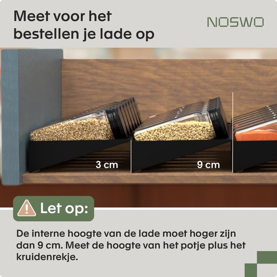 Tiroir à épices - Noswo – 4 niveaux – Pour 28 pots à épices – Acier inoxydable – Organisateur d’épices – Rangement pour tiroir de cuisine