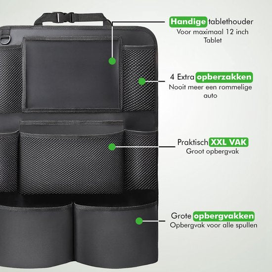 Travelhawk Car organizer - Organisateur de siège auto pour enfants - Avec support pour iPad - Noir