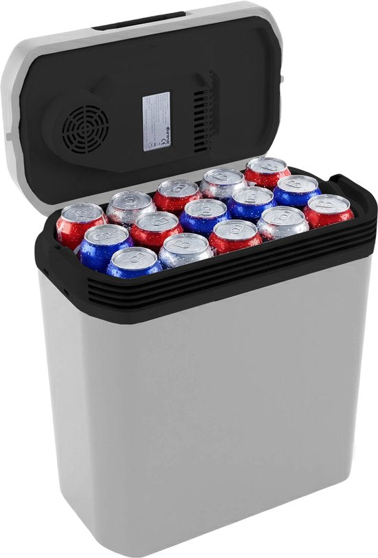 Auronic Coolbox électrique 12V et 230V - 20L - Réfrigérateur de camping - Voiture - Refroidissement et chauffage - Frigobox - Gris clair