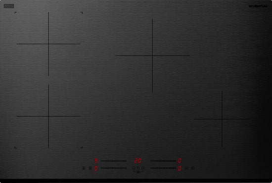 Inventum IKI7735MAT - Plaque de cuisson à induction encastrable - 77 cm - 4 zones de cuisson - Fonction Bridge - Monophasée ou biphasée - Façade à facettes - Noir mat