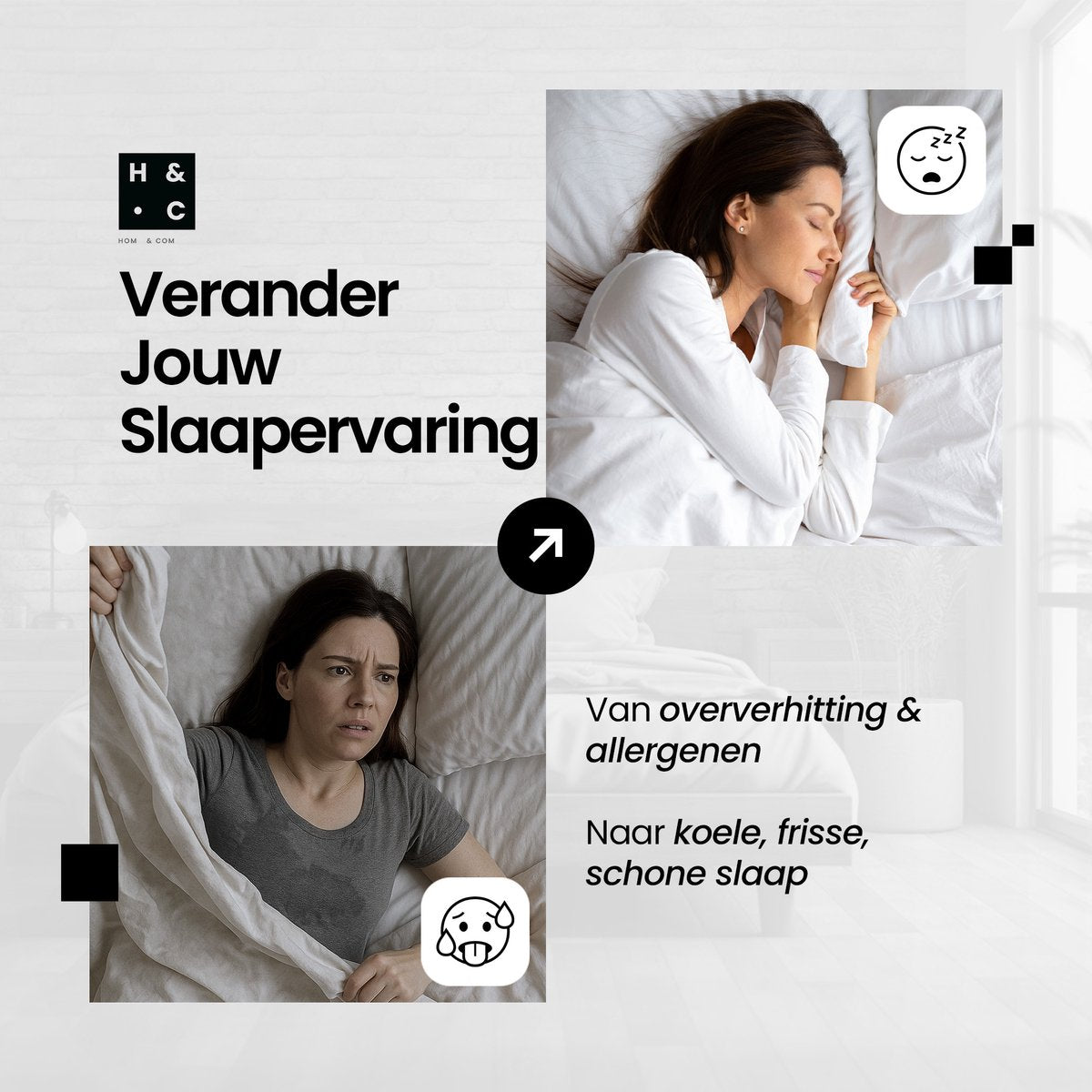 Hom&Com - Couette 90% duvet de canard - 155x220 cm - 4 saisons - Satin Edge - OEKO-TEX & Animal-friendly Certified - White