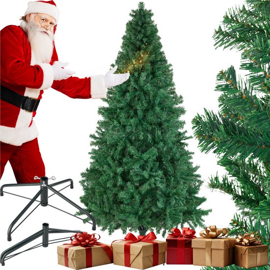 tectake® Arbre de Noël artificiel - Arbre de Noël artificiel fermé avec branches de pin flexibles et pliables et support en acier - 230 cm, 1346 aiguilles - Vert, idéal pour les décorations de Noël