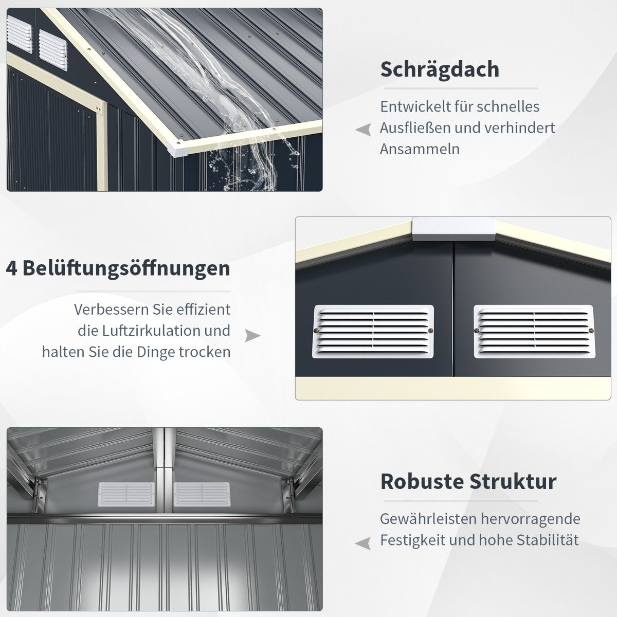 Coast Storage Shed - Avec porte coulissante et fentes d'aération - 340 x 255 x 210 cm - Métal