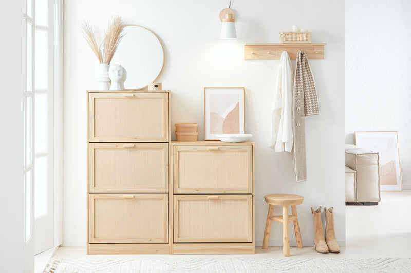 Meuble à chaussures – SoBuy FSR159-N – 3 plateaux – Bambou – Design compact 60 x 24 x 118 cm – Bois clair