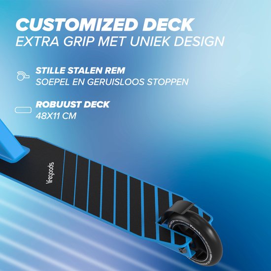 LifeGoods Stuntstep Fly Pro - 6+ Years - Marchepied pour enfants - Garçons/Filles - 100mm - 100KG - Noir/Bleu