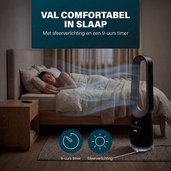 Ventilateur colonne sans pales Princess - 70 W - Avec télécommande - Ventilateur sans pales - Écran LED - 4 vitesses - Oscillation - 351590