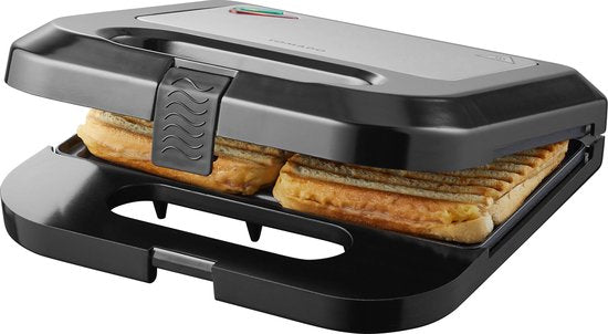 Tomado TGS2001S - Fer à toasti - Gril - Sans PFAS - Toasti maker - 750 watts - 22.5 x 13 cm - Noir/RVS