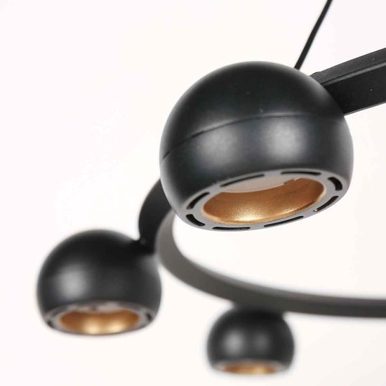 Suspension ronde noire à 8 lampes Marcadore, ø 60 cm - Orientable, réglable en hauteur, plastique/métal - Steinhauer