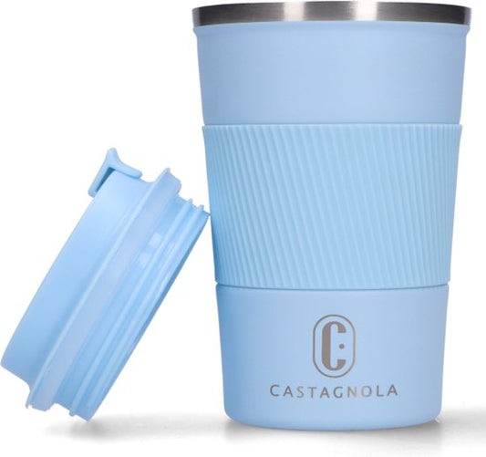 Castagnola Thermos Cup - Coffee Mug To Go - Travel Mug for Coffee and Tea - Tea Mug - 380 ML - stainless steel - Light Blue