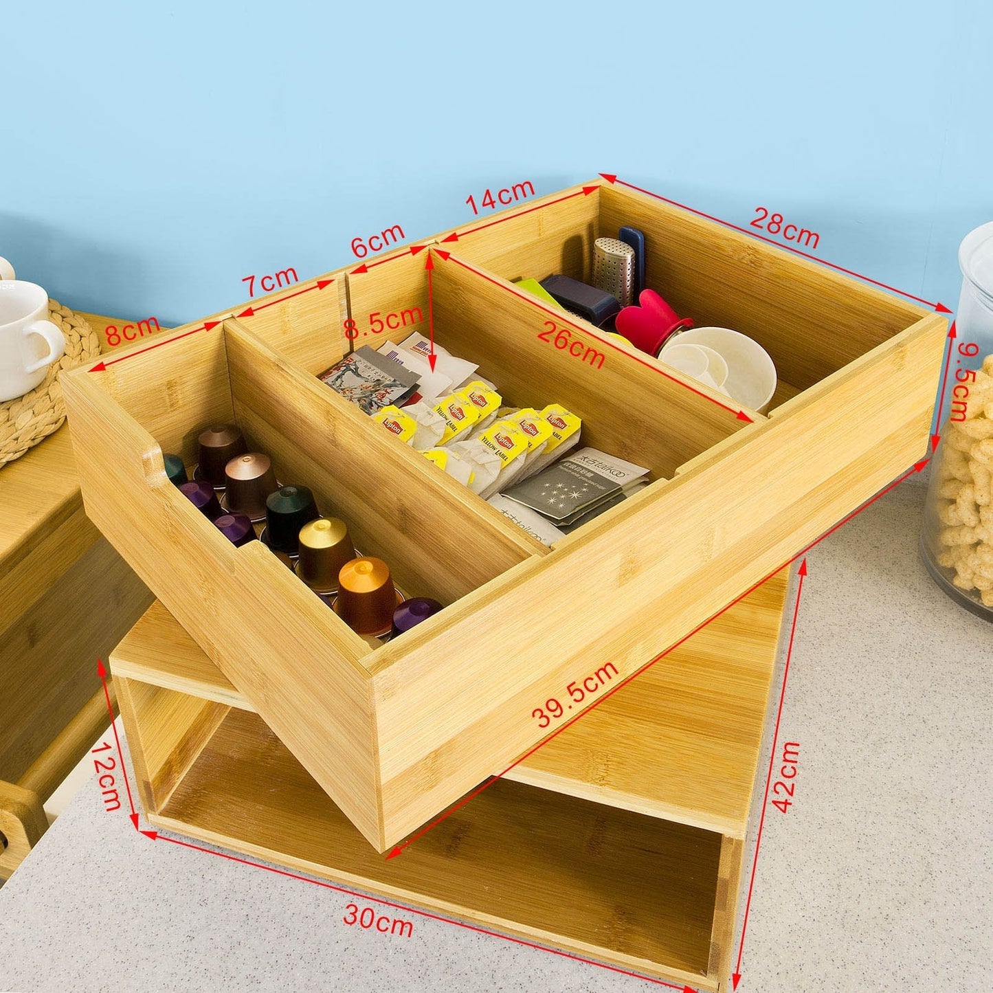 Rangement capsules - SoBuy - Tiroir porte-capsules - 48x36x17cm - Couleur bois