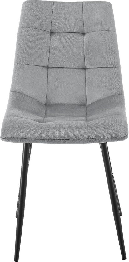 Chaises de salle à manger en acier Blanca - Lot de 2 - Gris clair - Velours