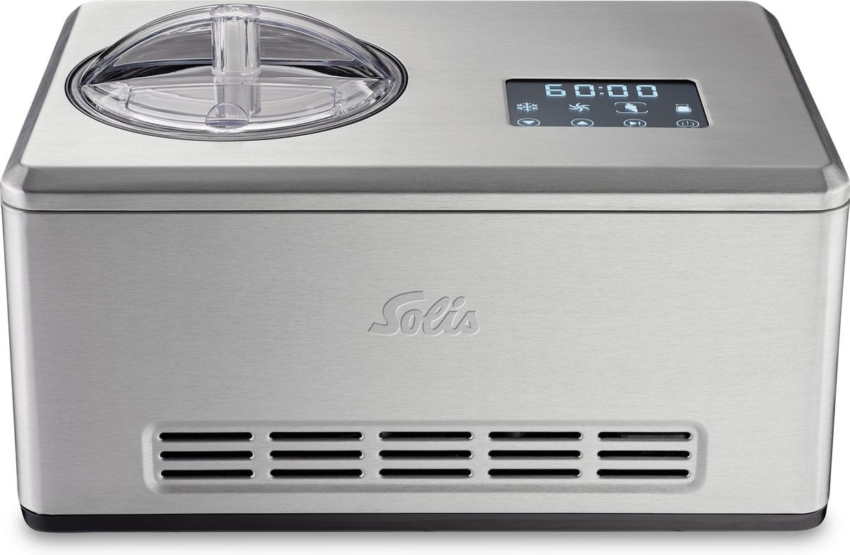 Solis Gelateria Pro Touch 8502 - Machine à glace et yaourtière auto-réfrigérante en acier inoxydable - Argent