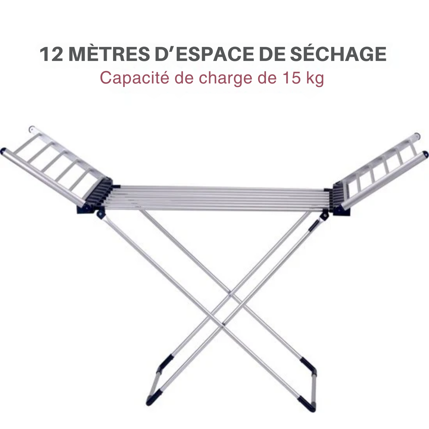 Étendoir électrique - Dirt Devil - 20 Tiges – Séchage 12 m – Température Réglable 45-55°C – Pliable - 147 x 54 x 94 cm - Aluminium