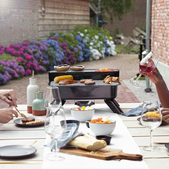 Barbecue hybride Princess 112252 – 2 000 W – Barbecue électrique ou au charbon de bois – Modèle de table compact – Idéal pour le balcon et le camping – 44 x 29 cm