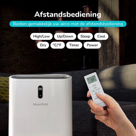 Bloomfold Mobile Air Conditioner - 12,000 BTU - 4-in-1 - Air conditionné avec kits d'étanchéité pour fenêtres - Chambre à coucher - Salon - refroidir jusqu'à 35m² - Mode Wifi & App