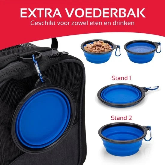 Sac de voyage Maxxpro pour chien/chat - avec bandoulière et poignée - 44 x 31 x 34 CM - comprend un plateau pliable pour la nourriture - jusqu'à 5 KG - gris