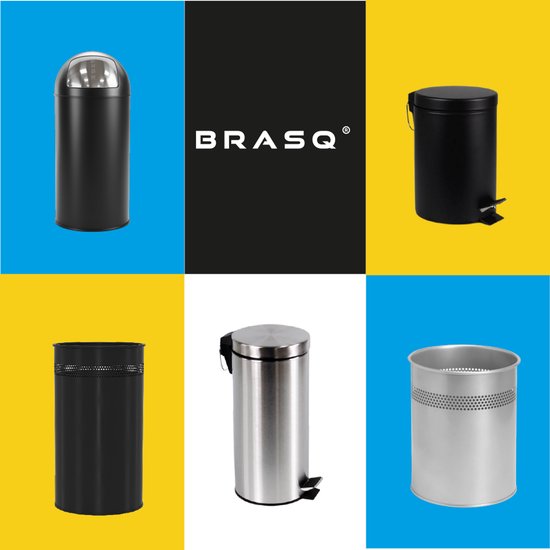 BRASQ Push Bin Acier inoxydable Poubelle avec bac à déchets amovible 30 litres - Poubelle - Poubelles