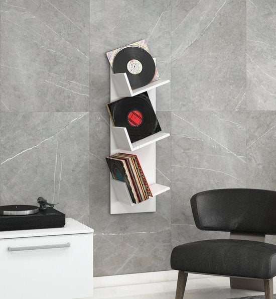 Étagère murale design pour vinyles LP « Sulda », blanche