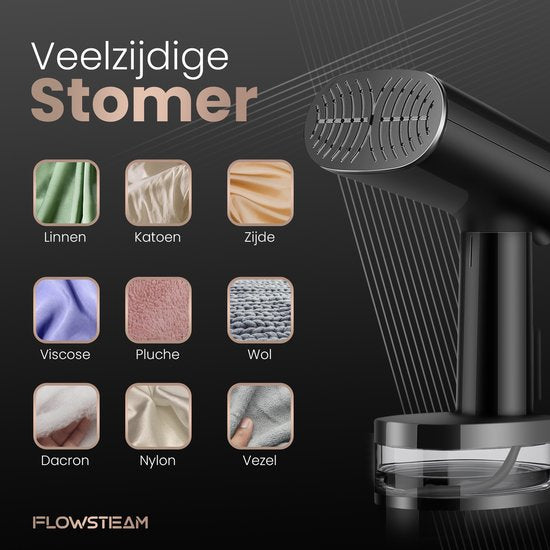 FLOWSTEAM® Luxury Clothes Dryer - Handheld steamer - Défroisseur à linge - Matte Black Edition - Sac de rangement inclus
