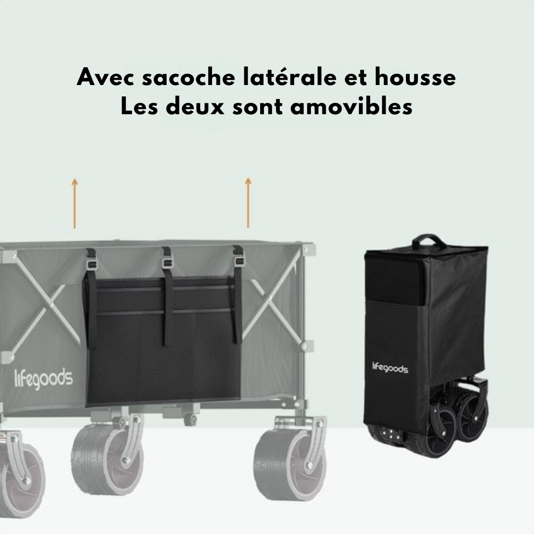 Chariot LifeGoods - XXL - pliable - 300L - Max 150KG - Noir