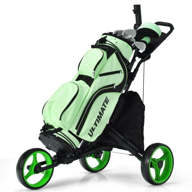 Chariot de golf à 3 roues Chariot de golf à pliage rapide Chariot de golf à pied Support de sac de golf Chariot de golf pour clubs de golf Chariot de golf