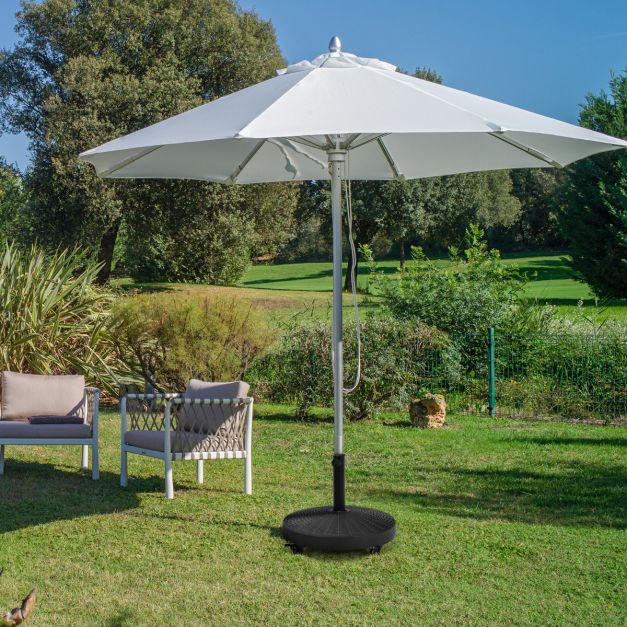 Pied de parasol à roulettes Coast Black - 23 kg, Ø52 cm, Hauteur 43.5 cm - Convient aux tiges de parasol de 38/48 mm