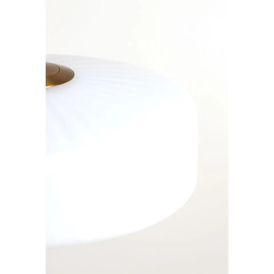 Suspension Light & Living Pleat Blanche – Ø 40 cm – Lampe moderne en verre pour le salon et l'entrée – Style industriel – Source lumineuse non incluse – Douille E27